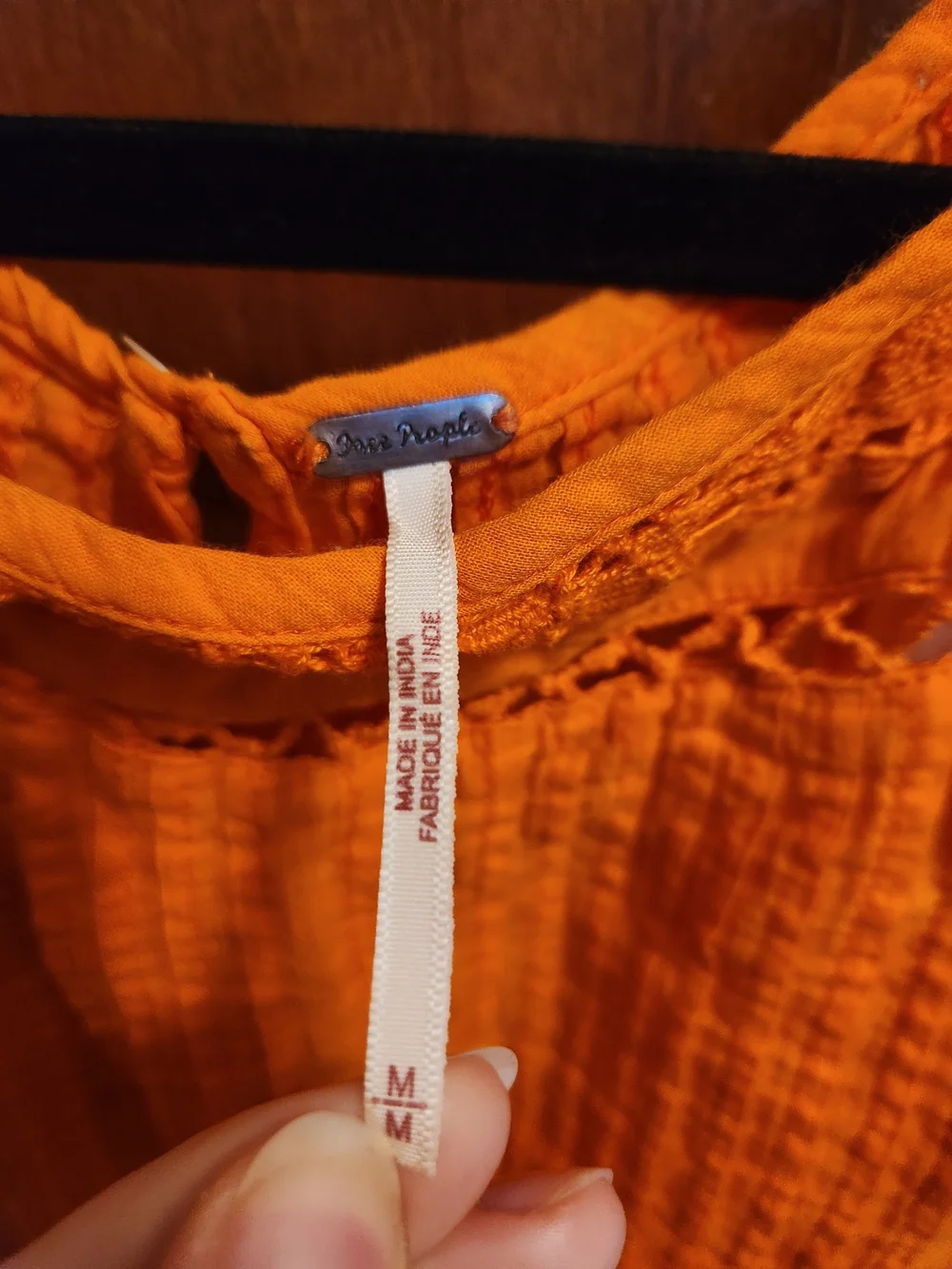 Free People Firecracker Orange Crush Lace-Trim Peplum Tank Medium
